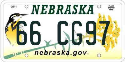 NE license plate 66CG97