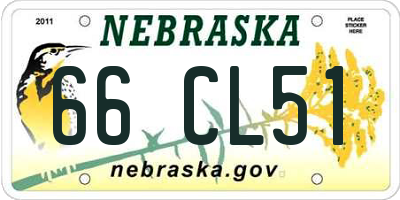 NE license plate 66CL51