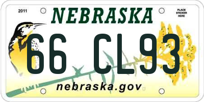 NE license plate 66CL93