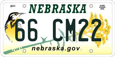 NE license plate 66CM22