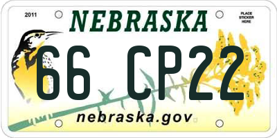 NE license plate 66CP22