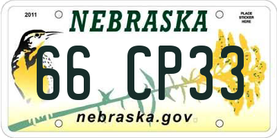 NE license plate 66CP33