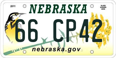 NE license plate 66CP42