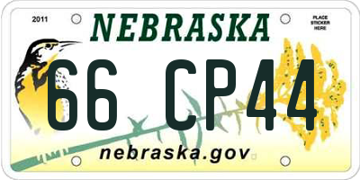 NE license plate 66CP44