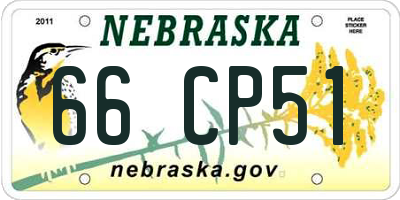 NE license plate 66CP51