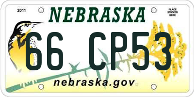 NE license plate 66CP53