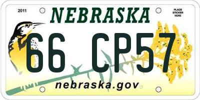 NE license plate 66CP57