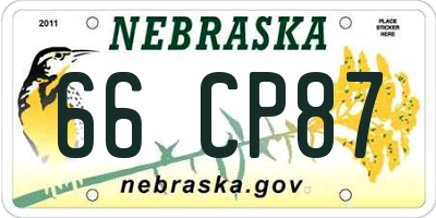 NE license plate 66CP87