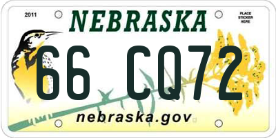 NE license plate 66CQ72