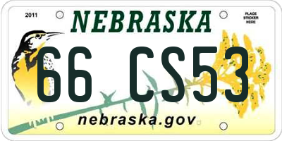 NE license plate 66CS53