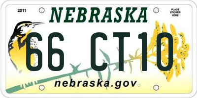 NE license plate 66CT10