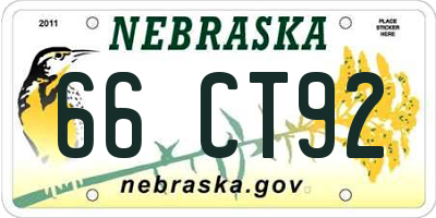 NE license plate 66CT92
