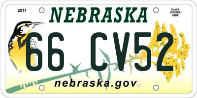 NE license plate 66CV52