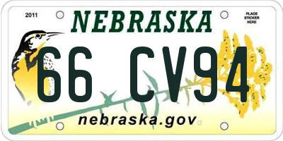 NE license plate 66CV94