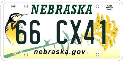 NE license plate 66CX41