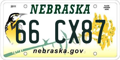NE license plate 66CX87