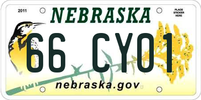 NE license plate 66CY01
