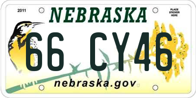 NE license plate 66CY46