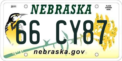 NE license plate 66CY87