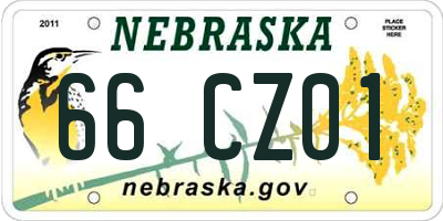 NE license plate 66CZ01