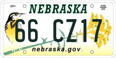 NE license plate 66CZ17