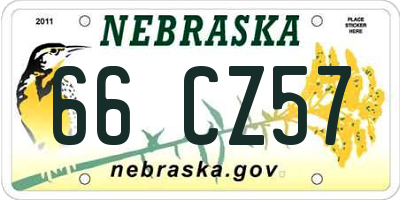 NE license plate 66CZ57