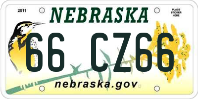 NE license plate 66CZ66