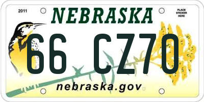 NE license plate 66CZ70