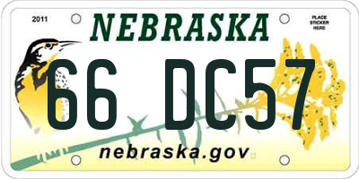 NE license plate 66DC57