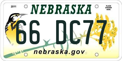 NE license plate 66DC77