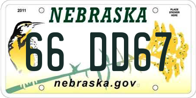 NE license plate 66DD67