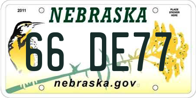 NE license plate 66DE77