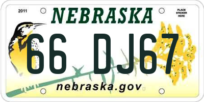 NE license plate 66DJ67