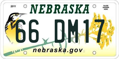 NE license plate 66DM17