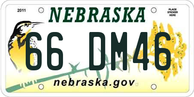 NE license plate 66DM46