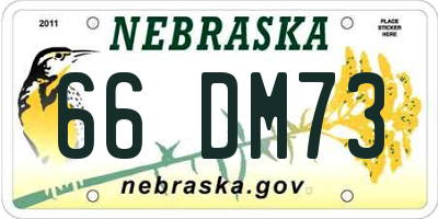 NE license plate 66DM73