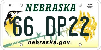 NE license plate 66DP22