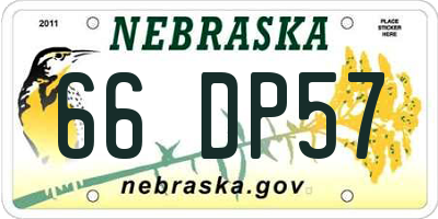 NE license plate 66DP57