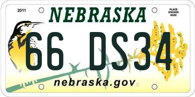 NE license plate 66DS34
