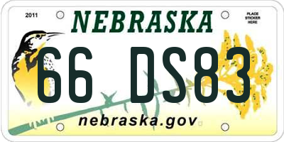 NE license plate 66DS83