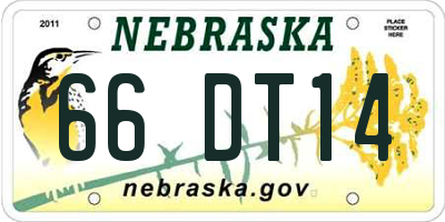 NE license plate 66DT14