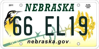 NE license plate 66EL19