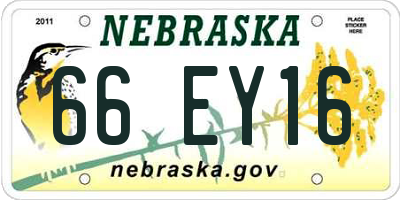 NE license plate 66EY16