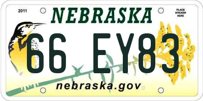 NE license plate 66EY83