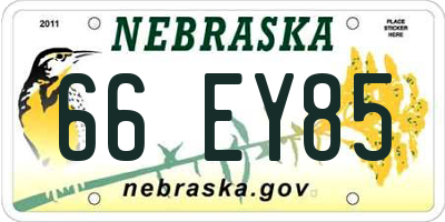 NE license plate 66EY85