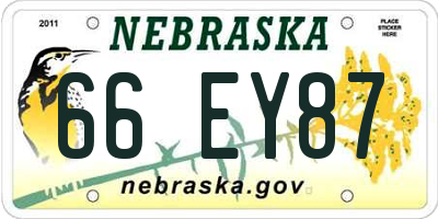 NE license plate 66EY87
