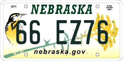 NE license plate 66EZ76