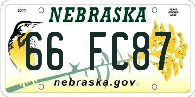 NE license plate 66FC87