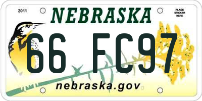 NE license plate 66FC97