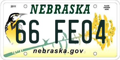 NE license plate 66FE04